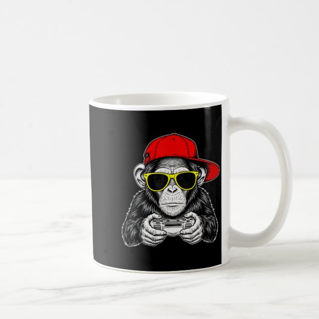 Cool Gamer Monkey With Controller Funny Gaming Vid Kaffeetasse (Rechts)