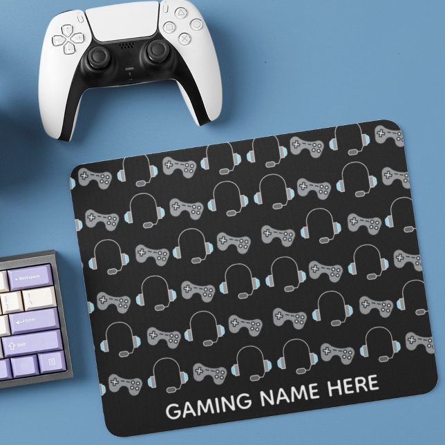 Cool Gamer Personalisiert Gaming-Muster BlacK Mousepad (Von Creator hochgeladen)