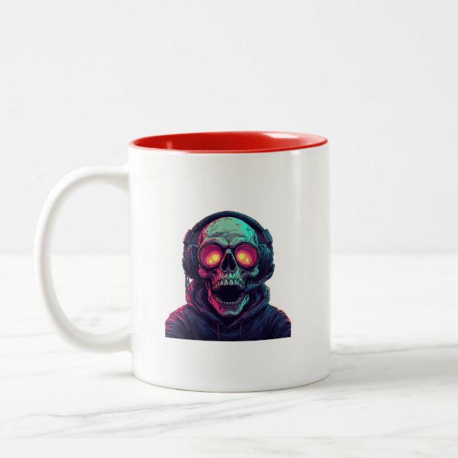 Cool Gamer Skull-Kaffee-Tasse Zweifarbige Tasse (Links)