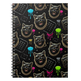 Cool Gangster Cat Neon Graffiti Streetwear Aesthet Notizblock