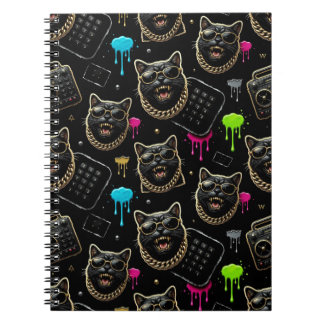 Cool Gangster Cat Neon Graffiti Streetwear Aesthet Notizblock