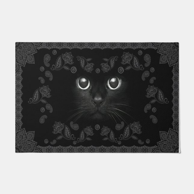 Cool, ganz schwarze Katze Doormat, Kitten Fußmatte (Vorderseite)