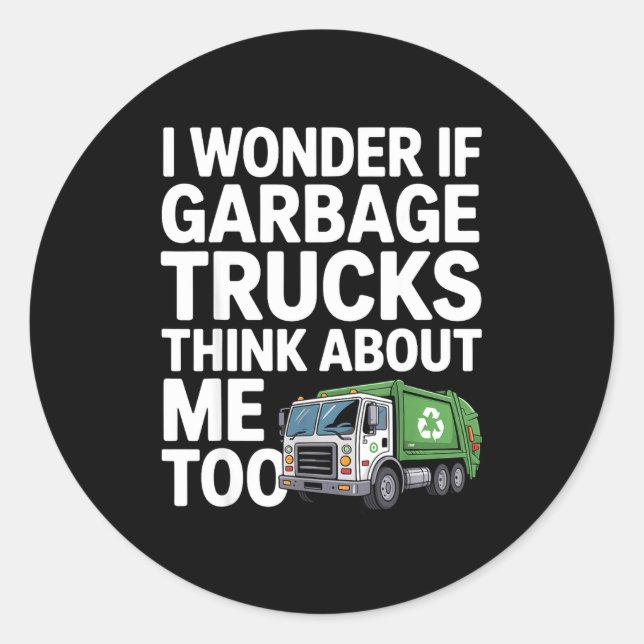 Cool Garbage Truck Design For Men Women Trash Garb Runder Aufkleber (Vorderseite)