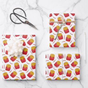 cool gefliester französischer Fastfood Geschenkpapier Set