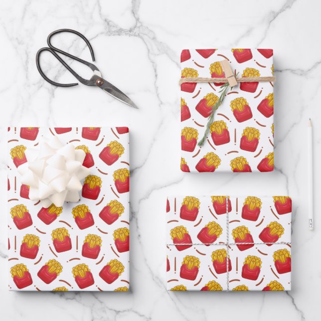 cool gefliester französischer Fastfood Geschenkpapier Set (Vorderseite)