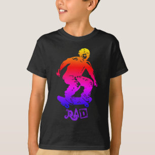 Cool-Gelb-Rot-Lila-Skateboarder Krasser Sport T-Shirt