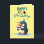 Cool Gelb & Schwarzer Pinguin Husband 60. Geburtst Karte<br><div class="desc">Cool Yellow & Black Pinguin Husband 60. Geburtstag, ein lustiges und cooles Design für jeden, der eine einzigartige Geburtstagskarte für seinen Ehemann zum Geburtstag sucht. Das Design ist auffallend, es verfügt über einen niedlichen Pinguin mit Geburtstagstorte und bearbeitbare Textinformationen. Wenn Sie Probleme mit der Anpassung der Vorlage haben, können Sie...</div>
