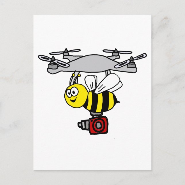 Cool-Gelbe Jacket Bee Drone Cartoon Postkarte (Vorderseite)