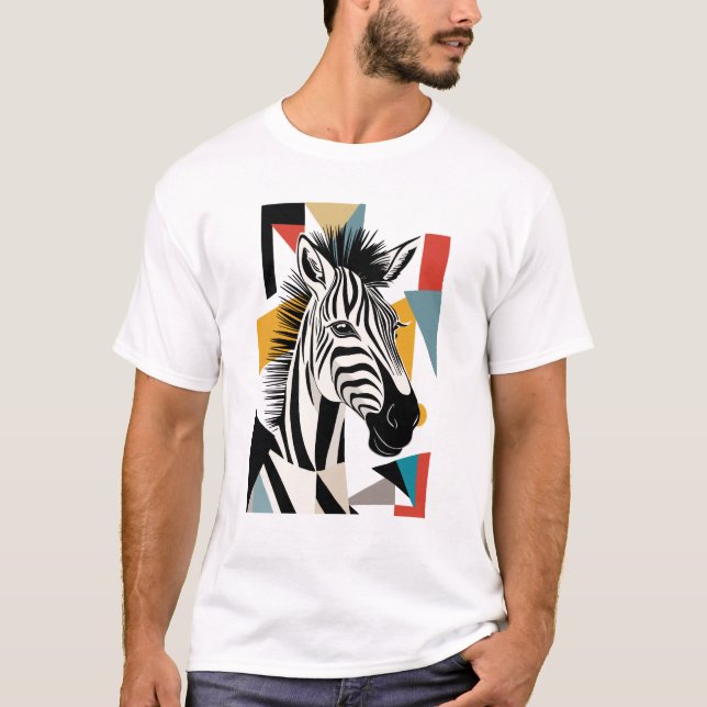 Cool Geometrie Zebra African Wildlife T-Shirt (Vorderseite)