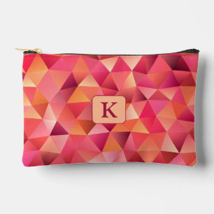Cool geometrisch rotes Orangenpinmonogramm Zubehörtasche