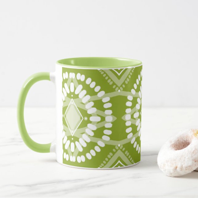 Cool geometrische Muster Lime Green Batik Krawatte Tasse (Mit Donut)