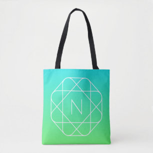 Cool Geometrisches Monogramm   Blue & Lime Green O