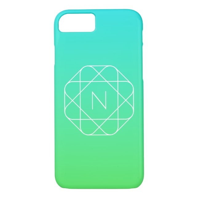 Cool Geometrisches Monogramm | Blue & Lime Green O Case-Mate iPhone Hülle (Rückseite)