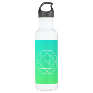 Cool Geometrisches Monogramm   Blue & Lime Green O Edelstahlflasche