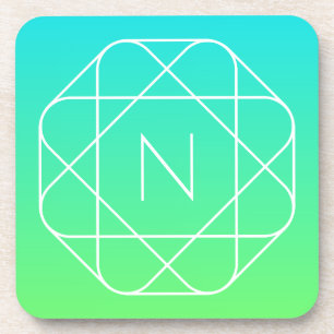 Cool Geometrisches Monogramm   Blue & Lime Green O Getränkeuntersetzer