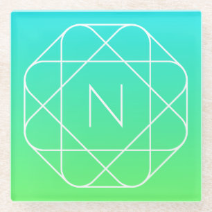 Cool Geometrisches Monogramm   Blue & Lime Green O Glasuntersetzer