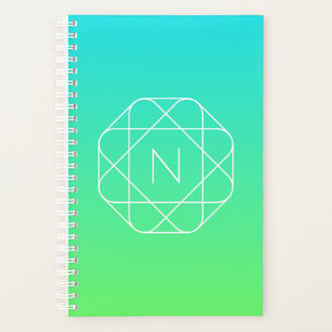 Cool Geometrisches Monogramm Blue & Lime Green O Planer