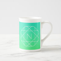 Cool Geometrisches Monogramm | Blue & Lime Green O