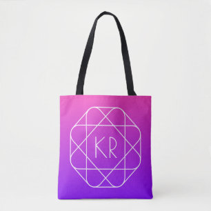 Cool Geometrisches Monogramm   Magenta Lila Violet