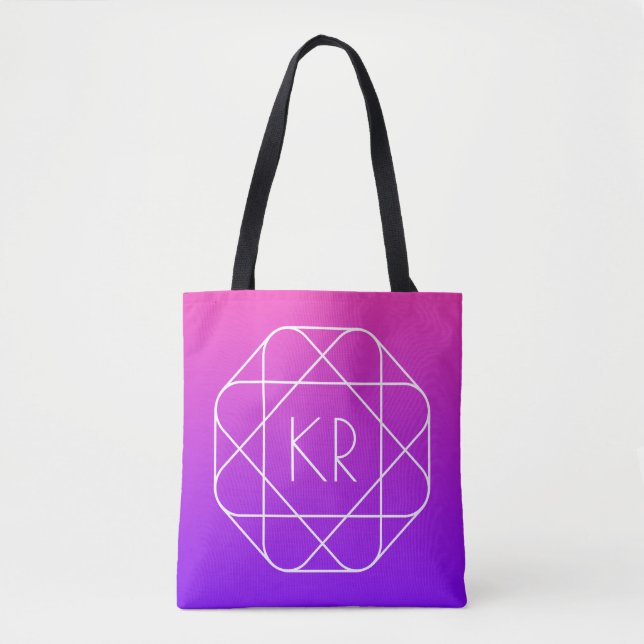 Cool Geometrisches Monogramm | Magenta Lila Violet (Vorderseite)