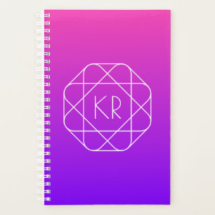 Cool Geometrisches Monogramm Magenta Lila Violet Planer