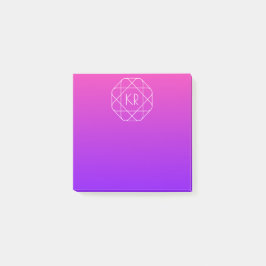 Cool Geometrisches Monogramm | Magenta Lila Violet Post-it Klebezettel