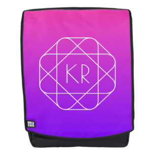 Cool Geometrisches Monogramm   Magenta Lila Violet Rucksack
