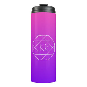Cool Geometrisches Monogramm   Magenta Lila Violet Thermosbecher