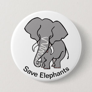 Cool Gerettet ELEPHANTS - gefährdete Tiergrafik Button