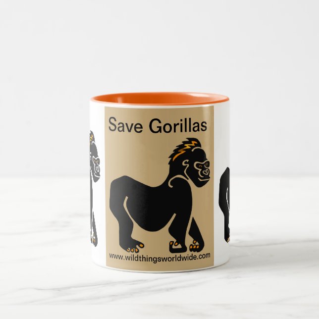 Cool Gerettet GORILLAS - gefährdete Tiergrafik Zweifarbige Tasse (Mittel)