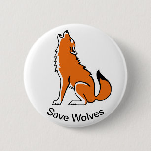 Cool Gerettet WOLVES - Gefährdete Tiergrafik - Button