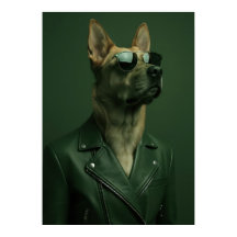 Cool German Shepherd Portrait in Leather Jacket