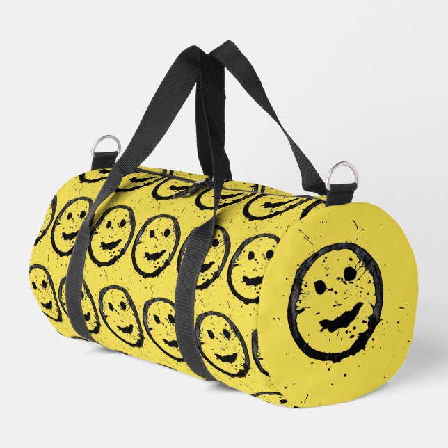 Cool Gesellig Lächelndes Gesichtsmuster gelb Duffle Bag (Linke Seite)