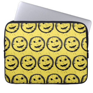 Cool Gesellig Lächelndes Gesichtsmuster gelb Laptopschutzhülle