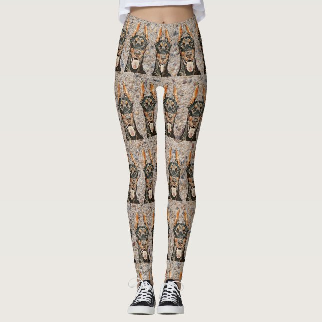 Cool gestrichen Doberman Pinscher Block Leggings (Vorderseite)