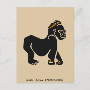 Cool gezogene Waren - GORILLA - Ape - Primat - Postkarte