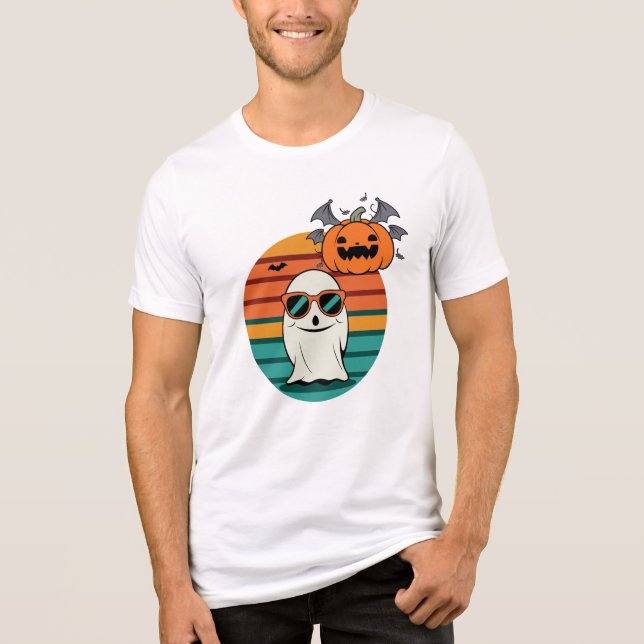 Cool Ghost and Pumpkin - Halloween Vibes Tri-Blend Shirt (Vorderseite)