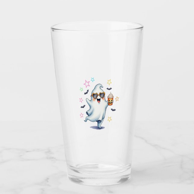 Cool Ghost Halloween Vibes Glas (Vorderseite)