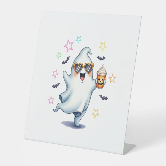 Cool Ghost Halloween Vibes Sockelschild (Vorderseite)