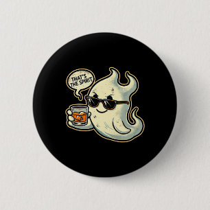 Cool Ghost Whiskey Pub Men Funny Halloween Button