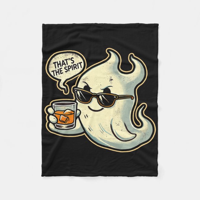 Cool Ghost Whiskey Pub Men Funny Halloween Fleecedecke (Vorderseite)
