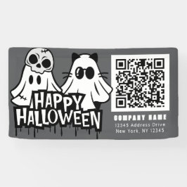 Cool Ghosts Happy Halloween QR Business Banner