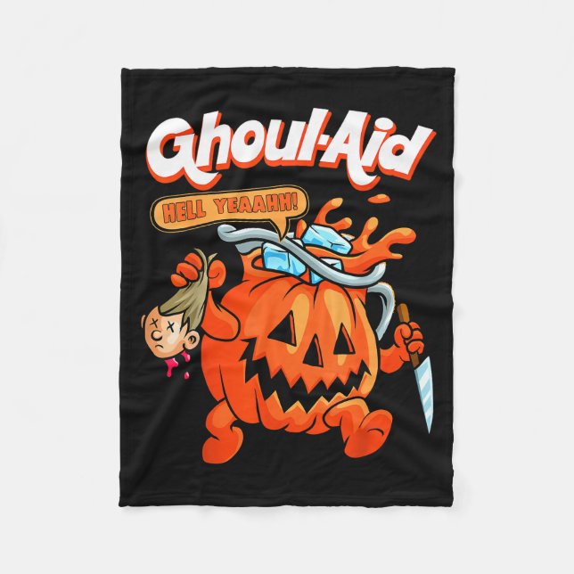 Cool Ghoul Aid Funny Ghoul Pumpkin Cute Meme Hallo Fleecedecke (Vorderseite)