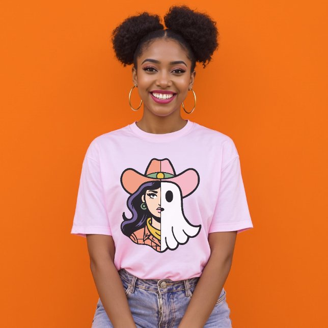 Cool Ghoul Cowgirl Half Ghost Half Western T-Shirt (Cool Ghoul Cowgirl Half Ghost Half Western T-Shirt)