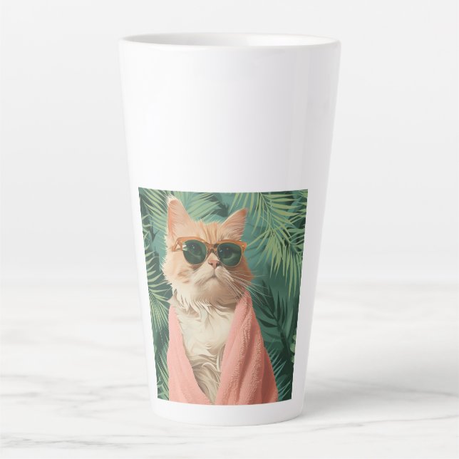 Cool Ginger Cat Vacation Vibes Ästhetik Milchtasse (Vorderseite)