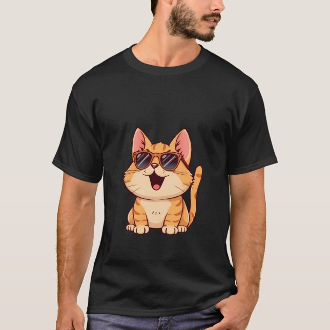 Cool Ginger Cat Wearing Sunglasses Funny Happy ✨🐾 T-Shirt (Vorderseite)
