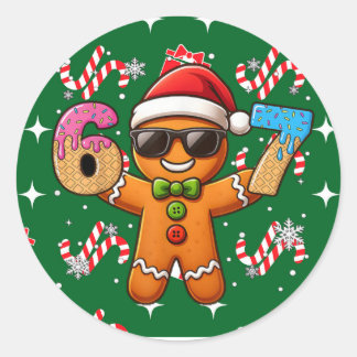 Cool Gingerbread 67 — Holiday Ice‑Cream Numbers Runder Aufkleber