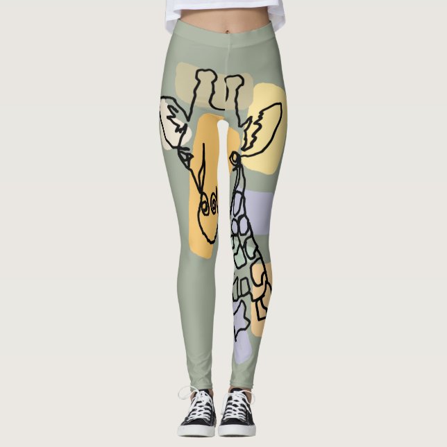 Cool Giraffe Abstract Line Art Leggings (Vorderseite)