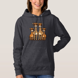 Cool Giraffe Family Sunglasses Vintage Engraving T Hoodie
