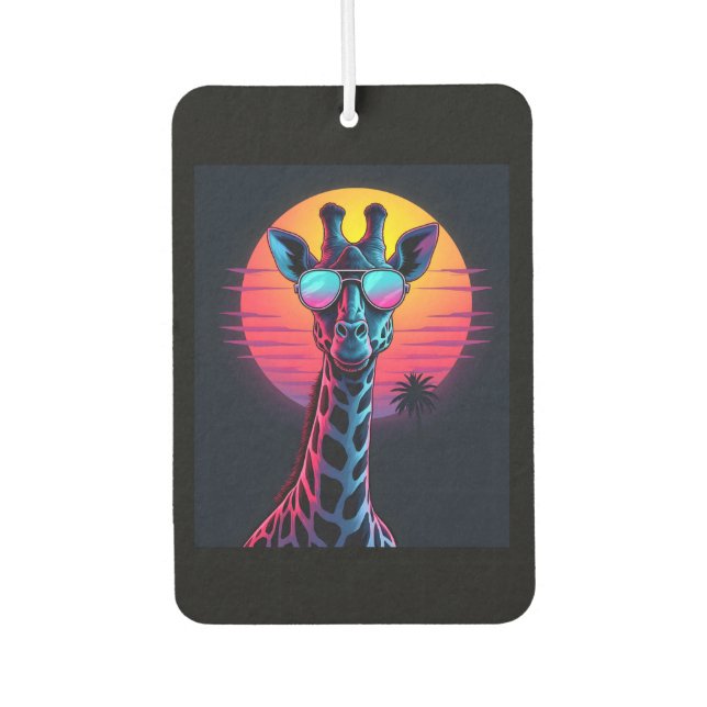 Cool Giraffe In Sunglasses Under Sunset Long Sleev Autolufterfrischer (Vorderseite)